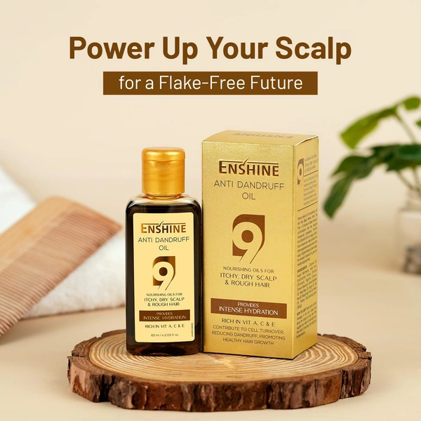 Enshine Anti-Dandruff Hair Oil 60ml | Ayurvedic Hair Oil with Neem, Tea Tree, Aloe Vera & Rosemary | Reduces Dandruff, Itch & Dry Scalp | Nourishes Hair Naturally