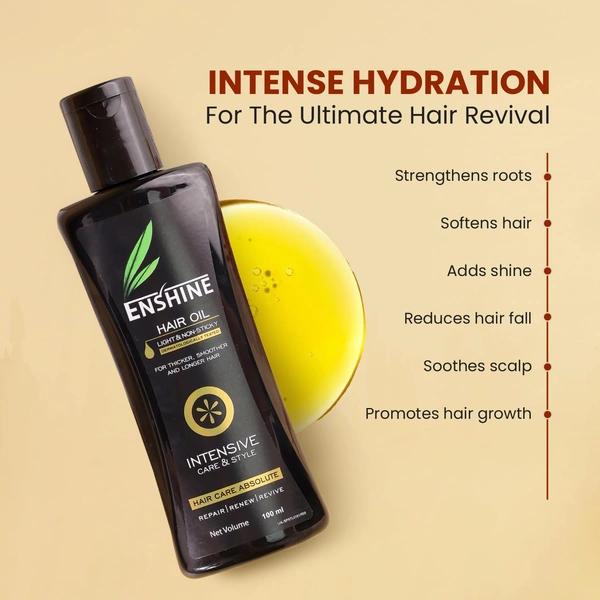 Enshine Ayurvedic Hair Oil 100ml | 21 Herbal Oils Blend | Reduces Hair Fall & Dandruff | Promotes Growth | Thicker, Smoother & Longer Hair | Non-Sticky, Paraben-Free