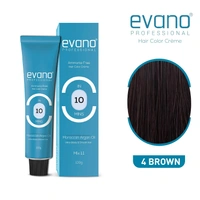 Evano Professional Creme Hair Colour Brown 4.0 100g | Ammonia-Free Formula | 100% Grey Coverage in 10 Minutes | Long-Lasting Salon Quality Hair Color for Women & Men