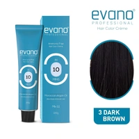 Evano Professional Creme Hair Colour Dark Brown 3.0 100g | Ammonia-Free Formula | 100% Grey Coverage in 10 Minutes | Long-Lasting Salon Quality Hair Color for Women & Men