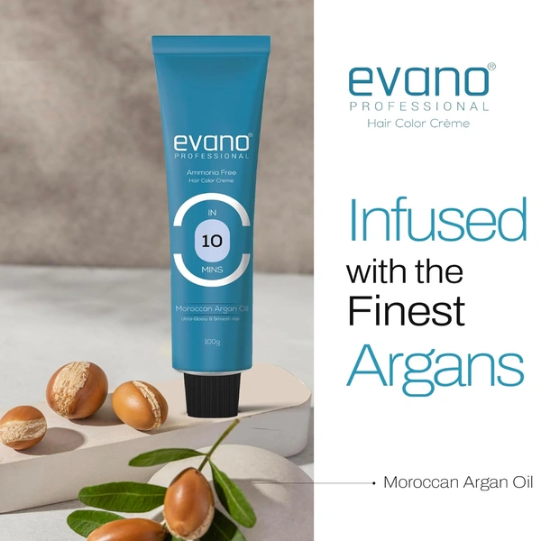 Evano Professional Creme Hair Colour Brown 4.0 100g | Ammonia-Free Formula | 100% Grey Coverage in 10 Minutes | Long-Lasting Salon Quality Hair Color for Women & Men