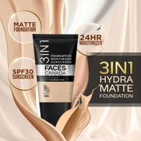 Faces Canada All Day Hydra Matte Liquid Foundation 18ml, Warm Sand 042 | 3-in-1 Foundation + Moisturizer + SPF 30 | Aloe Hydration, Vitamin C, 10Hr Long Wear Coverage