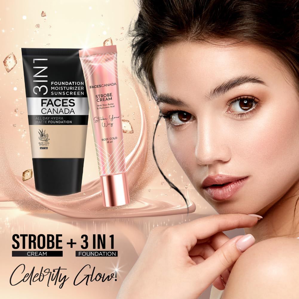 Faces Canada Cream All Day Hydra Matte Foundation 18ml, Caramel