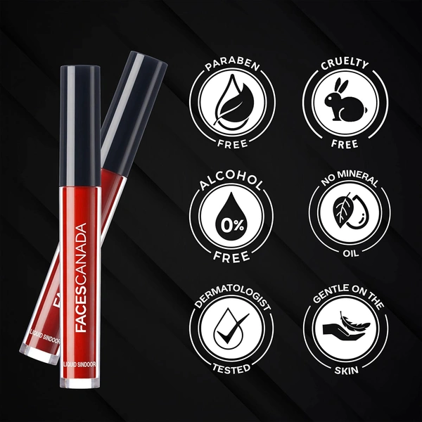 Faces Canada Liquid Maroon Sindoor 2.5ml | Highly Pigmented Rich Color | Quick Dry & Long Lasting | Velvet Matte Finish | Waterproof & Smudge-Proof