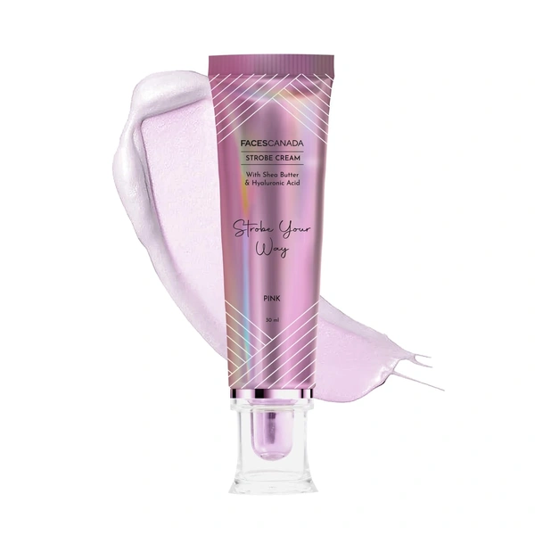 Faces Canada Strobe Cream 30ml Pink | Primer + Highlighter + Moisturizer | With Shea Butter & Hyaluronic Acid | Intense Hydration | Radiant Dewy Glow