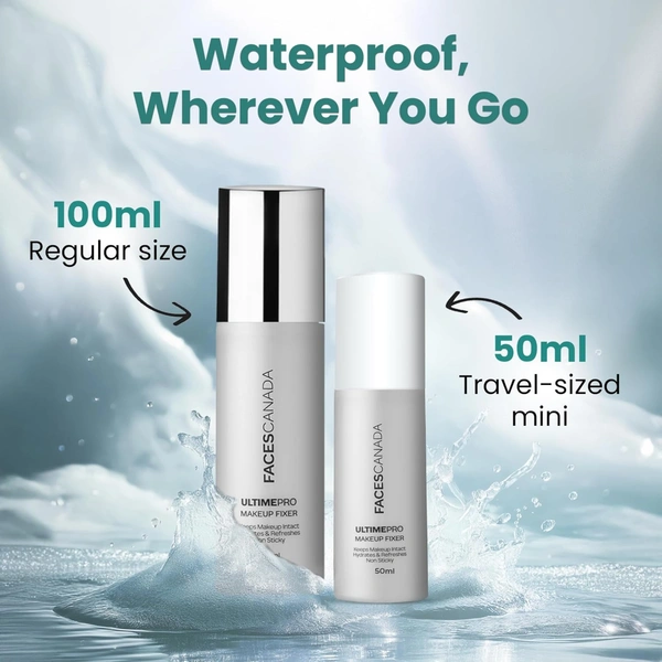 Faces Canada Ultime Pro Makeup Fixer 100ml | Long Lasting Makeup Setting Spray | Keeps Makeup Intact | Hydrates, Soothes & Refreshes Skin | Hyaluronic Acid & Vitamin E | Alcohol Free