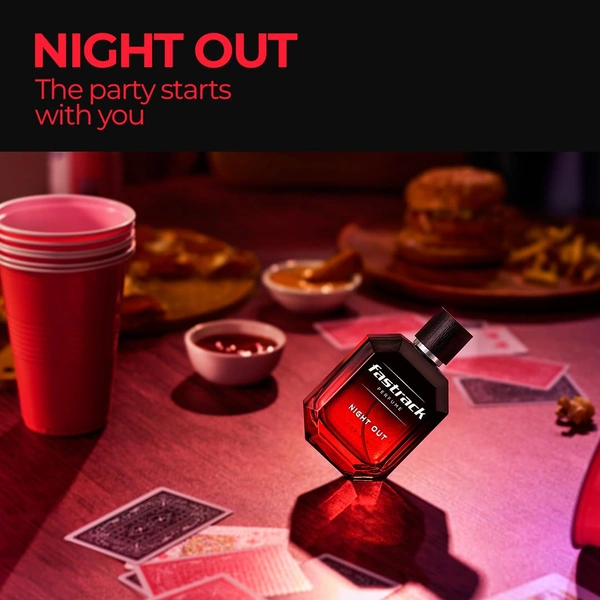 Fastrack Night out Eau de Parfum for Men 100 ml | Bold & Long-Lasting Fragrance |Notes of Lavender,  Cinnamon, Patchouli & Musk | Perfect for Evening & Nighttime Wear