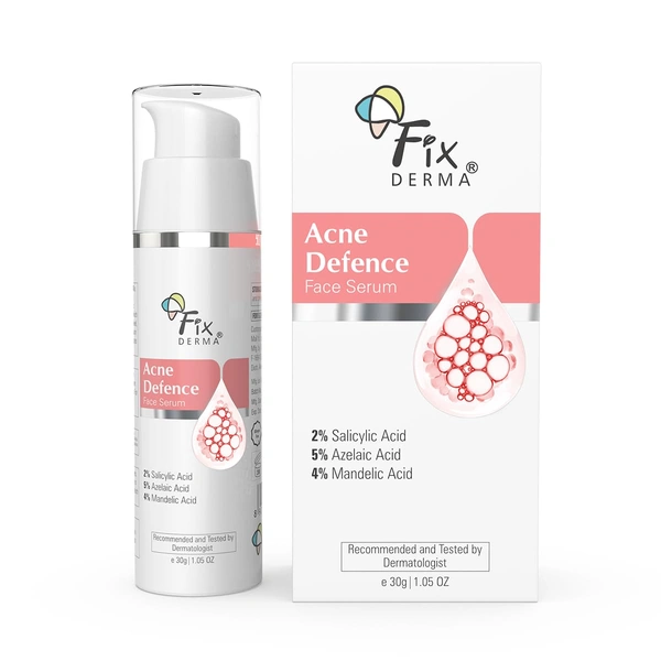 Fixderma 2% Salicylic Acid Serum 30 gm | With 5% Azelaic Acid & 4% Mandelic Acid | Acne Defence Serum | Clears Acne, Spots & BlackheadsFace Serum for Men & Women