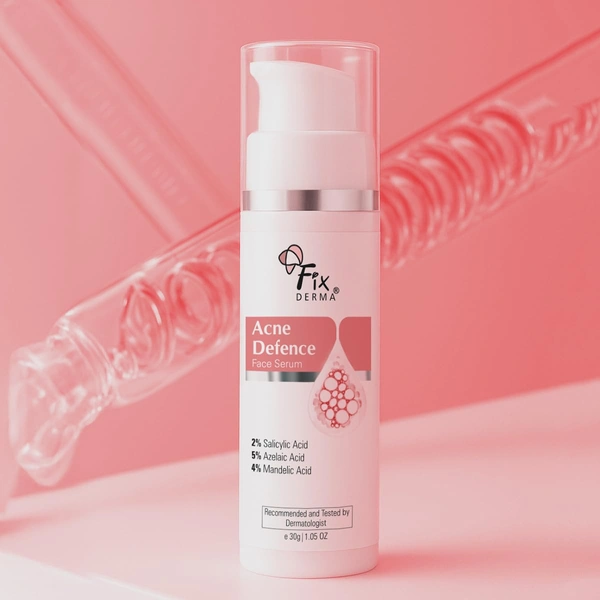 Fixderma 2% Salicylic Acid Serum 30 gm | With 5% Azelaic Acid & 4% Mandelic Acid | Acne Defence Serum | Clears Acne, Spots & BlackheadsFace Serum for Men & Women