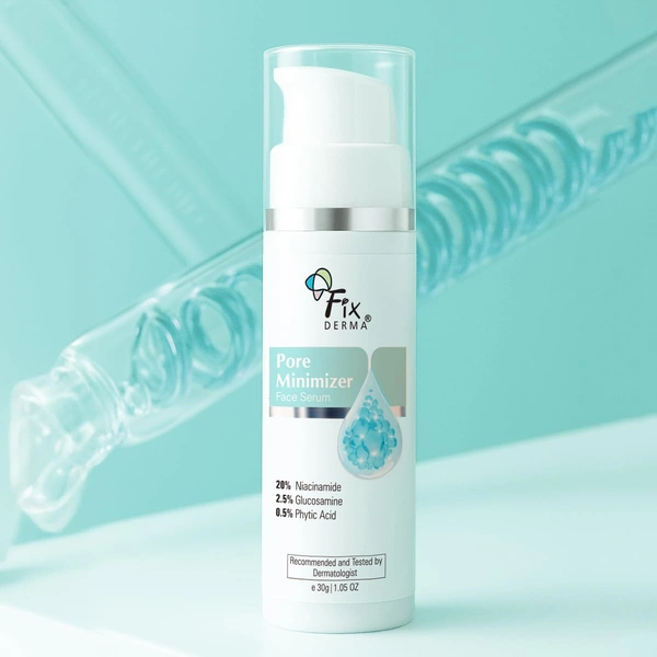 Fixderma 20% Niacinamide Pore Minimizer Serum for Men & Women 30g Face Serum with 2.5% Glucosamine & Hyaluronic Acid | Minimizes Open Pores, Hydrates & Brightens Skin |