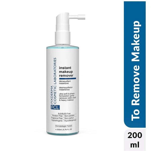 Fixderma Cosmetics Laboratories Fixderma Cosmetic Laboratories Biphasic Instant Makeup Remover with Apple Amino Acid & Sea Buckthorn Oil | Removes Eye, Lip & Waterproof Makeup | Hydrates Skin | 200ml