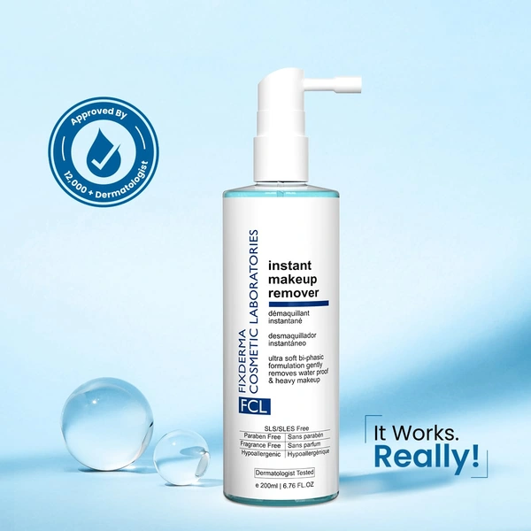 Fixderma Cosmetics Laboratories Fixderma Cosmetic Laboratories Biphasic Instant Makeup Remover with Apple Amino Acid & Sea Buckthorn Oil | Removes Eye, Lip & Waterproof Makeup | Hydrates Skin | 200ml