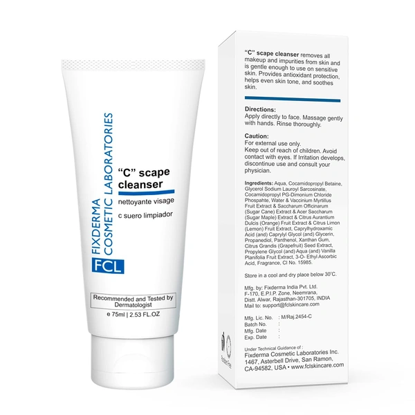 Fixderma Cosmetics Laboratories Fixderma Cosmetic Laboratories C Scape Brightening Face Wash 75ml | VitaminFace Cleanser For Women | Exfoliates Dead Skin, Unclogs Pores, Improves Radiance, Reduces Fine Lines & Wrinkles