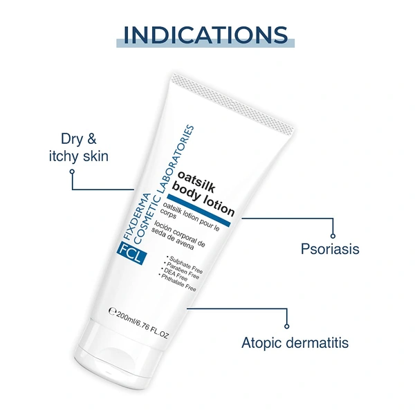 Fixderma Cosmetics Laboratories Fixderma Cosmetic LaboratoriesOatsilk Body Lotion 200ml For Dry & Rough Skin | Intensely Moisturizing Lotion | Long Lasting Hydration | Nourishes & Soothes Skin | Reduces Itching