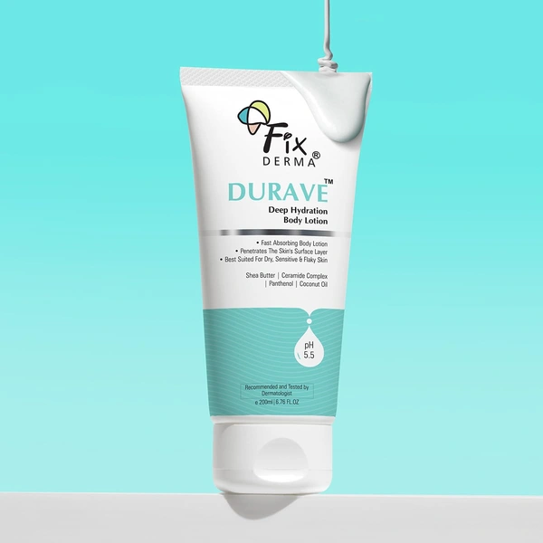 Fixderma Durave Deep Hydration Body Lotion 200ml | Intense Moisturizing Body Lotion for Dry & Normal Skin | Nourishes, Softens, Smoothens & Hydrates Skin | Men & Women | Daily Body Moisturizer