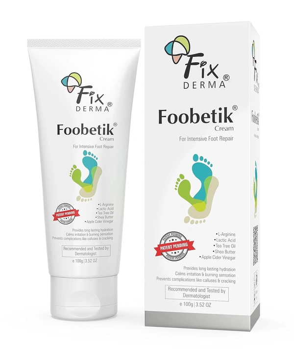Fixderma Foobetik Foot Cream 100gFoot Care Cream for Diabetic Feet | Repairs Dry, Cracked Heels & Calloused Skin | Moisturizes, Softens & Soothes Dry Rough Feet | Paraben Free