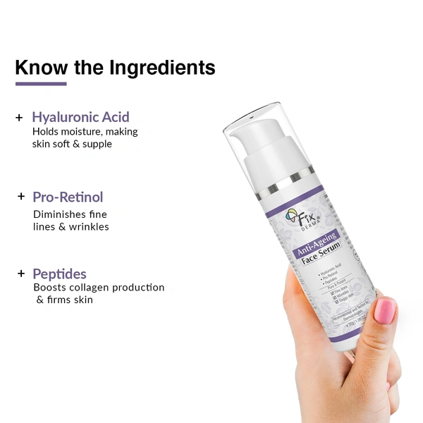 Fixderma Hyaluronic Acid Serum 30g with Pro Retinol | Anti Ageing Face Serum for Fine Lines & Wrinkles | Deep HydrationFirming | Suitable for All Skin Types