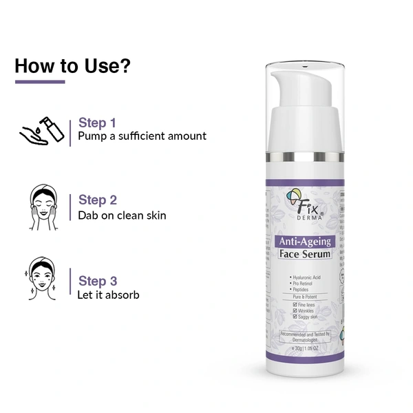 Fixderma Hyaluronic Acid Serum 30g with Pro Retinol | Anti Ageing Face Serum for Fine Lines & Wrinkles | Deep HydrationFirming | Suitable for All Skin Types
