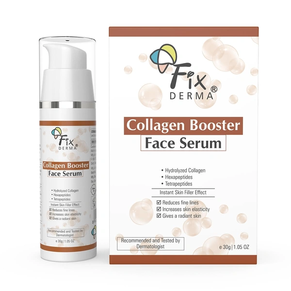 Fixderma Hydrolyzed Collagen Booster Face Serum 30g | Reduces Fine Lines & Wrinkles | Improves Firmness, Elasticity & Smoothness | Collagen Serum for Men & Women | All Skin Types