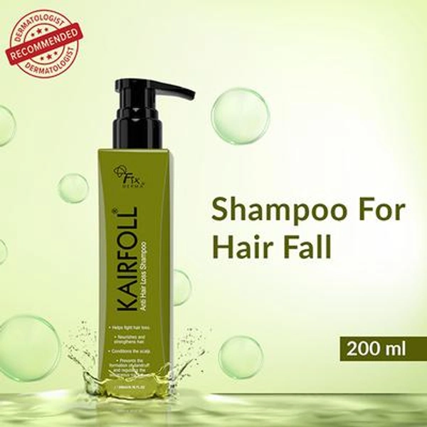 Fixderma Kairfoll Anti Hair Loss Shampoo 200ml | Strengthens Hair Roots | Reduces Hair Fall & Breakage | Improves Density & Hair Strength | Unisex Hair Cleanser