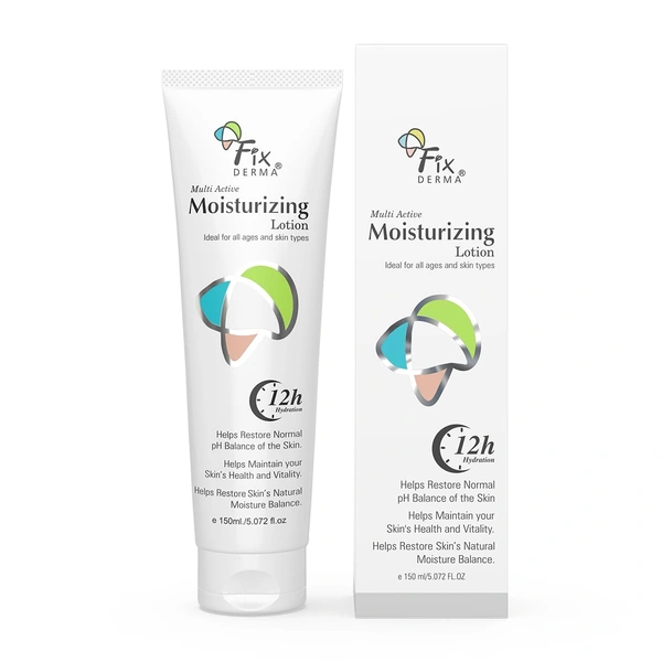 Fixderma Multi Active Moisturizing Lotion | Deep Hydration for All Skin Types | Soothe & Protect Skin | Dry & Sensitive Skin | Non-greasy body lotion | Hydration & calmness | Hyaluronic acid lotion | 150ml