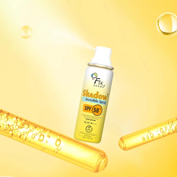 Fixderma Shadow SPF 50+ PA+++ Invisible Spray Sunscreen 50ml| Ultra Lightweight Transparent Fluid Spray | Broad Spectrum UVA & UVB Protection | Water Resistant Body Sunscreen