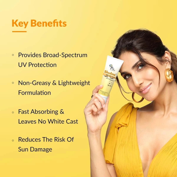 Fixderma Shadow Sunscreen SPF 50+ PA+++ Gel 75g Unisex | Lightweight, Non-Sticky, No White Cast Sunscreen for Oily, Acne Prone & Normal Skin | Broad Spectrum UVA UVB Protection