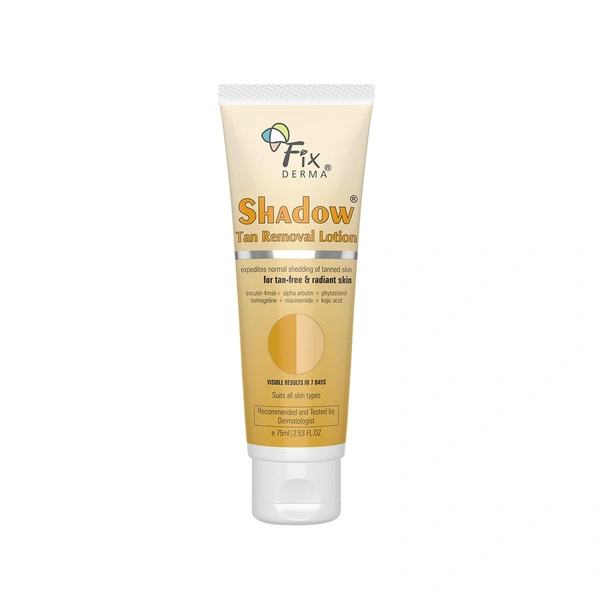 Fixderma Shadow Tan Removal Lotion 75ml | Brightening & Revitalizing Face Lotion | Gentle Exfoliation for Smooth & Clear ComplexionFades Tan & Dark SpotsFor All Skin Types