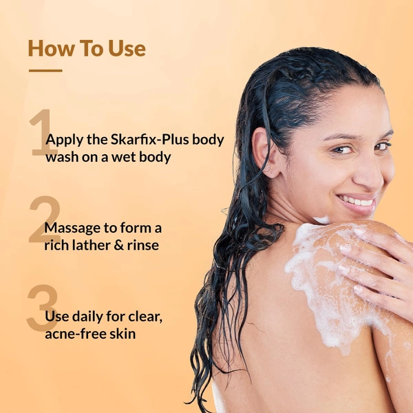 Fixderma Skarfix Plus Brightening Body Wash 200ml with 4% Actives (Kojic Acid, Niacinamide & Vitamin E) | Brightening Shower Gel for Hyperpigmentation, Acne Marks & Uneven Skin Tone
