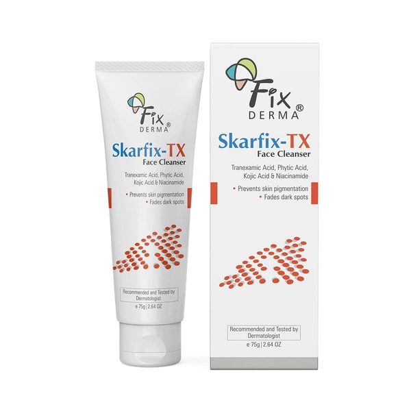 Fixderma Skarfix-TX Face Cleanser with Tranexamic Acid, Kojic Acid & Niacinamide | Advanced Pigmentation Face Wash | Brightens, Evens Skin Tone | Suitable for All Skin Types - 75gm