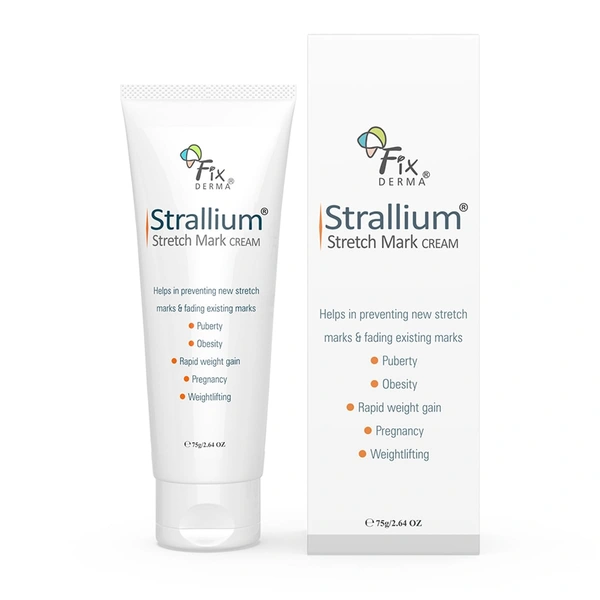 Fixderma Strallium Stretch Mark Cream | Fade and Prevent Stretch Marks | Stretch mark remover for Stomach, thighs & all body parts | Removes Pregnancy , Obesity , Weightlifting , Stretch Marks | 75g