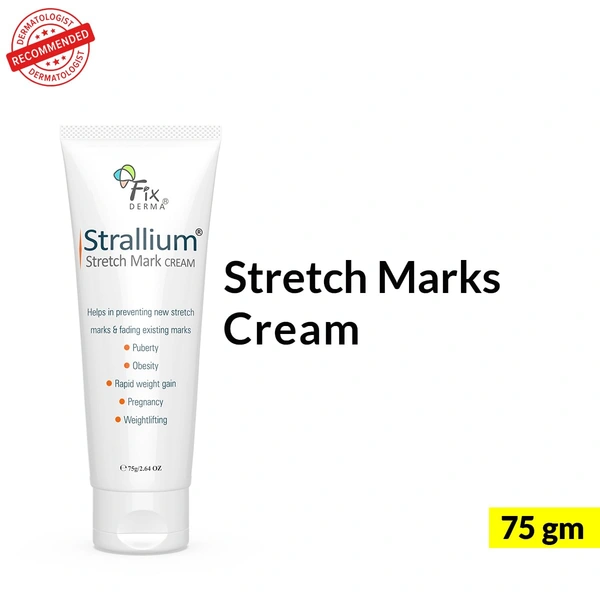 Fixderma Strallium Stretch Mark Cream | Fade and Prevent Stretch Marks | Stretch mark remover for Stomach, thighs & all body parts | Removes Pregnancy , Obesity , Weightlifting , Stretch Marks | 75g