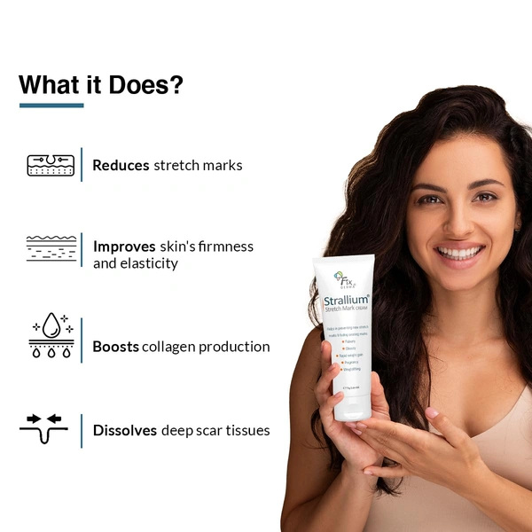 Fixderma Strallium Stretch Mark Cream | Fade and Prevent Stretch Marks | Stretch mark remover for Stomach, thighs & all body parts | Removes Pregnancy , Obesity , Weightlifting , Stretch Marks | 75g