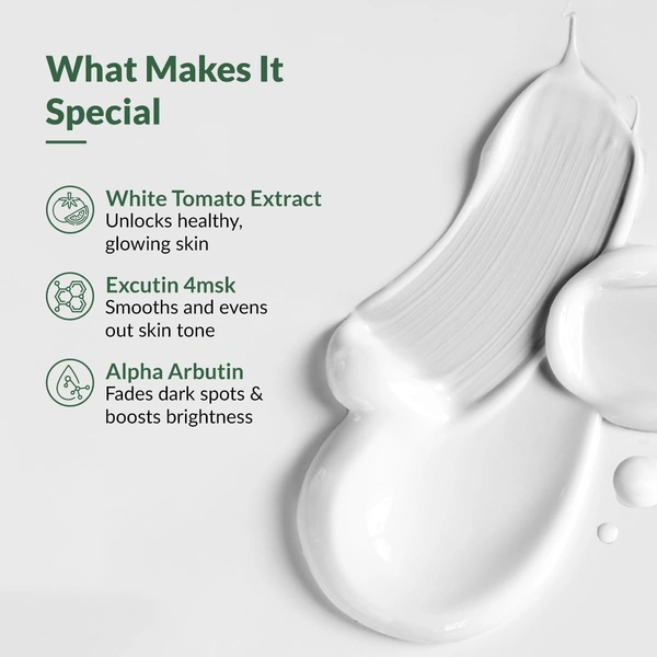 Fixderma Tomaglow Brightening Face Cream For 50g Men & Women with White Tomato Extract, Excutin 4MSK, 2% Alpha Arbutin & 4% Niacinamide | Lightens Dark Spots & Illuminates Skin