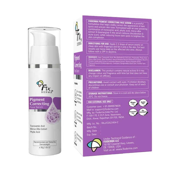 Fixderma Tranexamic Acid Pigment Correcting Serum 30gm for Men & Women | Reduces Melasma, Dark Spots, Acne Marks & Hyperpigmentation | Brightening Serum