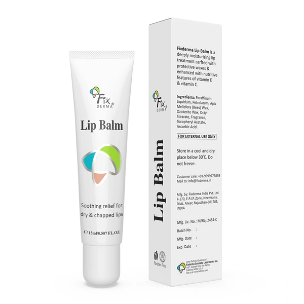 Fixderma Vitamin C & E Lip Balm 15ml for Men & Women | Pigmented & Dry Lips | Softening, Deep Hydration & Nourishment | Brightens Dark Lips & Evens Lip Tone