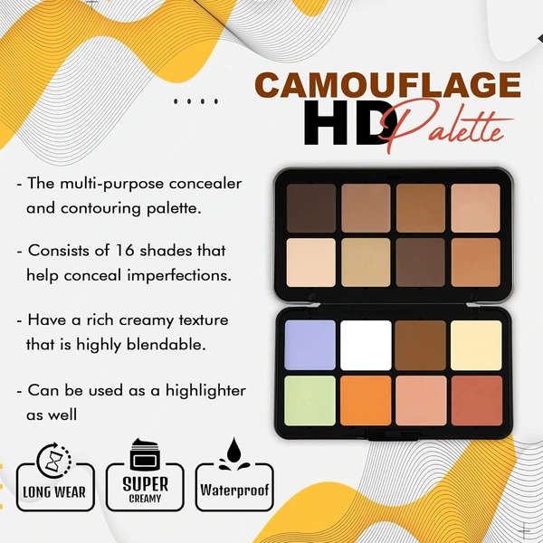 Forever52 Forever 52 16 Color Camouflage Pressed HD Palette | Conceal, Contour & Correct for All Skin Types | Light Weight |  Multi-purpose concealer | Easy to blend - CHP001