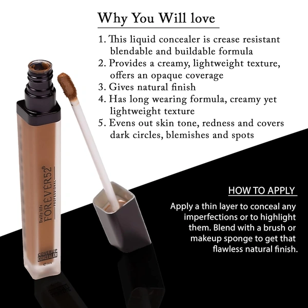 Forever52 Forever 52 Daily Life Coverup Concealer | Creamy | Lightweight Concealer for a Flawless Skin | Full Coverage | Easy To Blend | Long Lasting | Natural Finish | ( Espresso-30.5, 7ml )