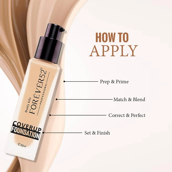 Forever52 Forever 52 Daily Life Coverup Foundation | For Deep Skin Tones | Long-Lasting | Natural Matte Finish | Full Coverage Liquid Foundation | Lightweight Formula ( Acajou - 20.7, 30ml )