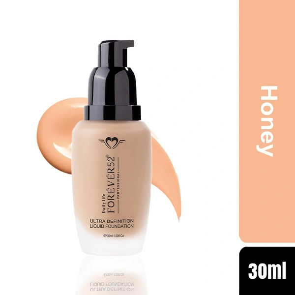 Forever52 Forever 52 Daily Life Ultra Definition Liquid Foundation , 30ml | Flawless, Lightweight Coverage for Medium to Deep Skin Tones | Long Lasting | Creamy Foundation | Honey-14