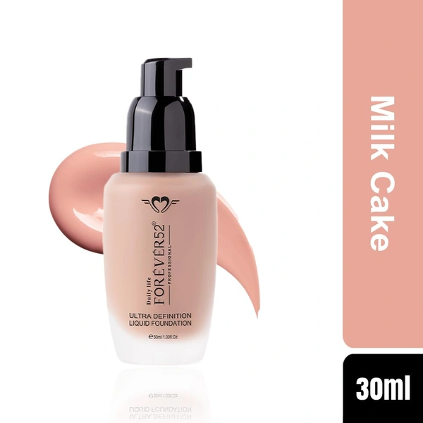 Forever52 Forever 52 Daily Life Ultra Definition Liquid Foundation , 30ml | High Coverage, Long-Lasting Finish | Weightless Creamy Foundation | Fair Shade | Milk Cake-05