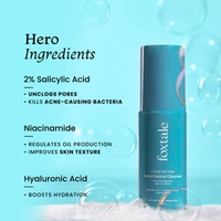 Foxtale Acne Control Cleanser 100ml | With 2% Salicylic Acid + Hyaluronic Acid + Niacinamide | Prevent Breakouts | Controls Oil & Kills Acne Causing Bacteria | Boost Hydrates | Gently Exfoliates | For Oily & Acne Prone Skin