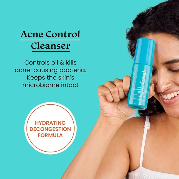 Foxtale Acne Control Cleanser 100ml | With 2% Salicylic Acid + Hyaluronic Acid + Niacinamide | Prevent Breakouts | Controls Oil & Kills Acne Causing Bacteria | Boost Hydrates | Gently Exfoliates | For Oily & Acne Prone Skin