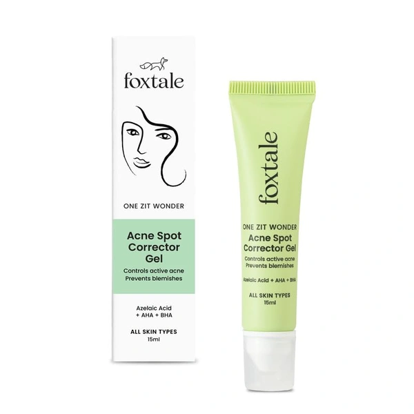 Foxtale Acne Spot Corrector Gel - 15ml | Glycolic Acid + Azelaic Acid + Salicylic Acid | Reduces Pimples | Prevents Active Acne | Soothes Redness & Irritation | For All Skin Types