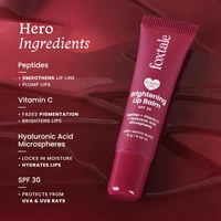 Foxtale Brightening SPF30 Lip Balm - 12g | with Peptides, Vitamin C & Hyaluronic Acid | Reduces Pigmentation | Brightens Lips | Prevents Chapped Lips |Protects with SPF 30 | Smooth & Soft Lips | Shade - Light Mauve Glaze