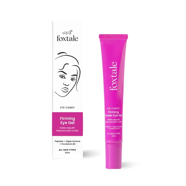 Foxtale Firming Eye Gel - 20ml | with Peptides, Algae, Provitamin B5 | Fades Dark Circles | Reduce Fine Lines | Hydrating Eye Gel | Youthful Eyes | For All Skin Types