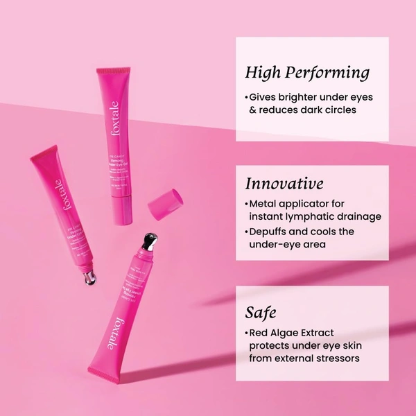 Foxtale Firming Eye Gel - 20ml | with Peptides, Algae, Provitamin B5 | Fades Dark Circles | Reduce Fine Lines | Hydrating Eye Gel | Youthful Eyes | For All Skin Types