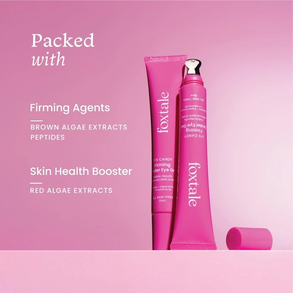 Foxtale Firming Eye Gel - 20ml | with Peptides, Algae, Provitamin B5 | Fades Dark Circles | Reduce Fine Lines | Hydrating Eye Gel | Youthful Eyes | For All Skin Types