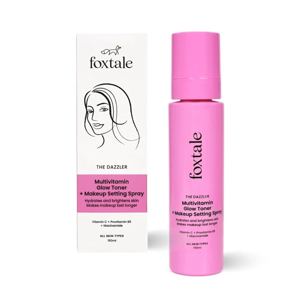 Foxtale Multivitamin Glow Toner & Makeup Setting Spray - 150ml | with Vitamin C + Provitamin B5 + Niacinamide | Hydrates & Brighten Skin | Long-Lasting Glow | Non-Sticky | Alcohol-Free | For All Skin Types