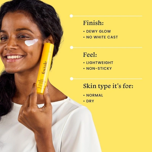 Foxtale Niacinamide Dewy Sunscreen - 50ml | SPF 70 Pa++++ | Prevent Tanning | No White Cast | Non-Sticky | Reduce Spots & Pigmentation | Broad-Spectrum Sunscreen | for Normal To Dry Skin